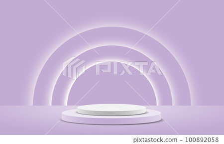 Realistic white purple pastel circle podium steps white soft light curves vector Realistic white purple pastel circle podium steps white soft light curves vector 100892058