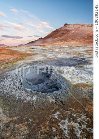 Boiling mudpots in Hverir geothermal area, Iceland Boiling mudpots in Hverir geothermal area, Iceland 100892148