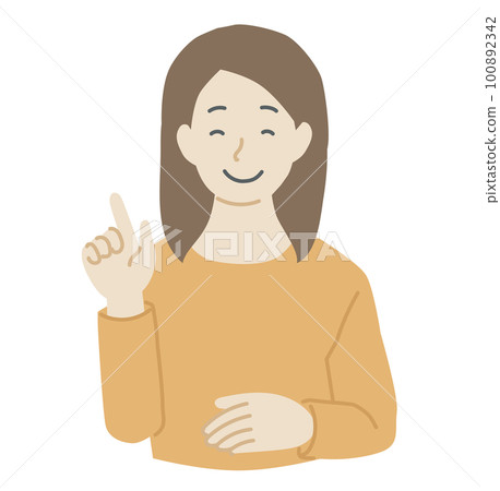 Illustration material of a woman talking with a smile 100892342