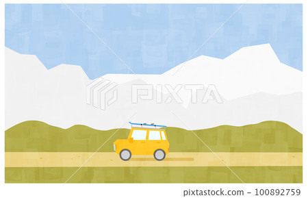 一輛滿載行李旅行的汽車和冬季風景背景 100892759