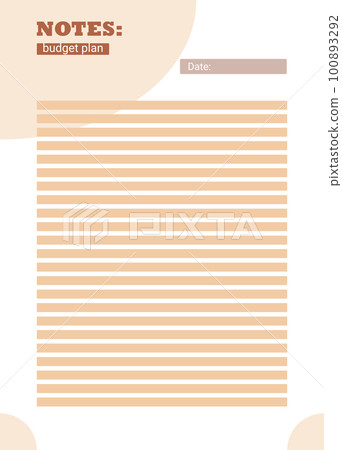 Notes of personal monthly budget planner, vector illustration Notes of personal monthly budget planner, vector illustration 100893292