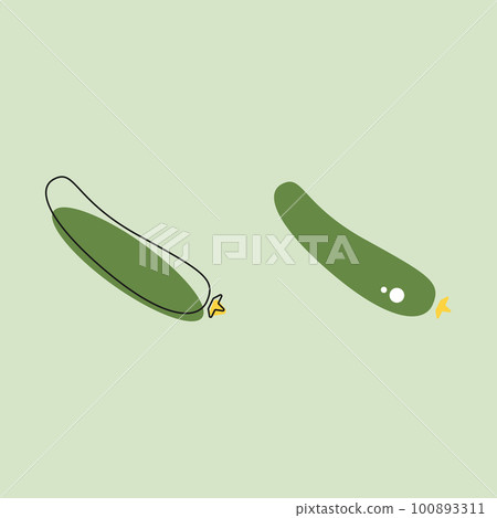 Zucchini vector illustration. Cucumber outline green color icon, outline linear sign isolated on green background 100893311