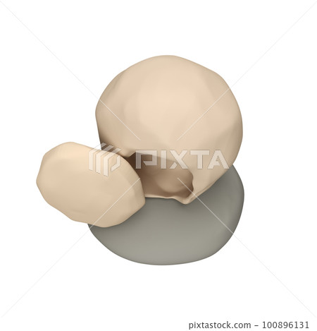 He is risen. Easter resurrection 3d icon illustration. Cave with large stone at entrance. Empty tomb of Jesus. Scripture. isolated on white background with clipping path 100896131