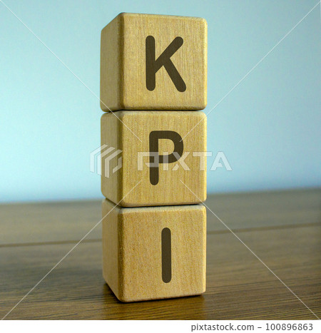concept word KPI on cubes on a beautiful wooden table 100896863