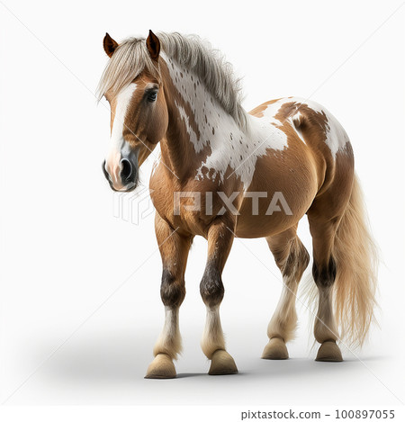 Pony, little horse close-up, isolated on white, cute pet, ai generative Pony, little horse close-up, isolated on white, cute pet, ai generative 100897055