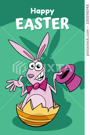 cartoon Easter Bunny hatching from egg greeting card cartoon Easter Bunny hatching from egg greeting card 100898048