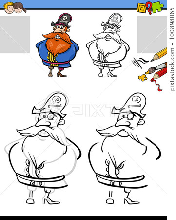 drawing and coloring task with pirate character drawing and coloring task with pirate character 100898065