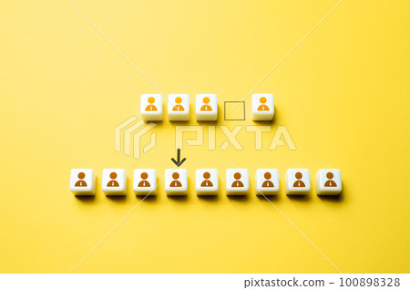 Selection of a new worker for a vacancy among candidates. Personnel management. Hire positions. Human capital. Fill vacancies HR. Selection of the best of the best. Many people per job 100898328