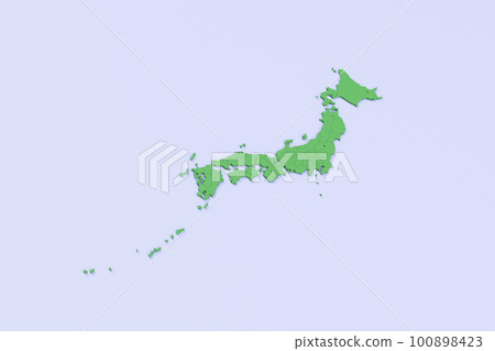 Bird view of the Japanese archipelago Green land in the blue sea Prefectural border display Wide area No four northern islands Bird view of the Japanese archipelago Green land in the blue sea Prefectural border display Wide area No four northern islands 100898423