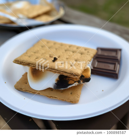 AI generated Sweet dessert with chocolate and marshmallows. Selective focus 100898587