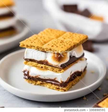 AI generated Sweet dessert with chocolate and marshmallows. Selective focus 100898591