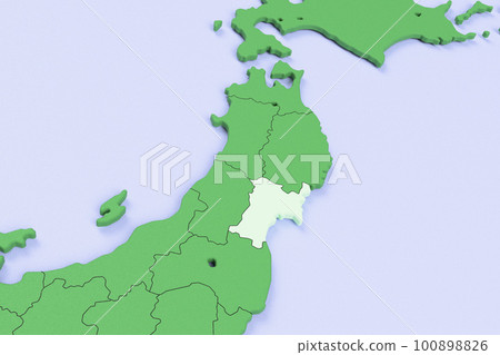 Bird View of the Japanese Archipelago Blue Sea and Green Land Prefectural Boundary Display [Miyagi Prefecture] 100898826