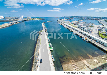 "Aomori Prefecture" Hachinohe Port and Hachinohe City with Blue Sky "Aomori Prefecture" Hachinohe Port and Hachinohe City with Blue Sky 100899890