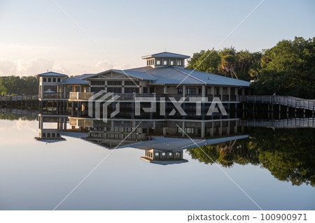 Green Cay Nature Center visitor pavilion in Boynton Beach, Florida. 100900971