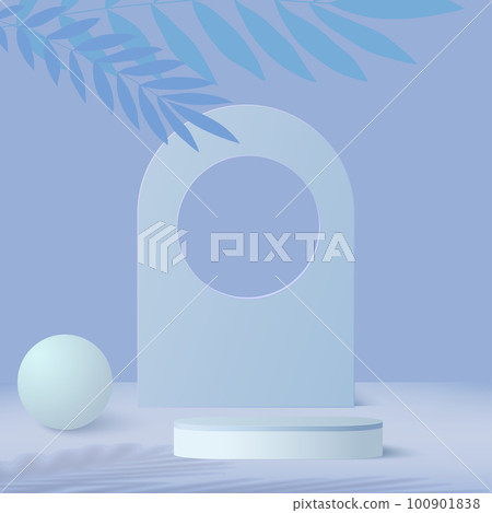 3d blue color podium and minimal blue color wall scene. 3d podium minimal abstract background. Vector 3d blue color podium and minimal blue color wall scene. 3d podium minimal abstract background. Vector 100901838