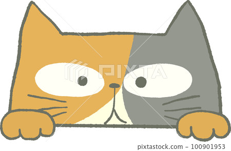 Illustration of a cute cat peeking 100901953
