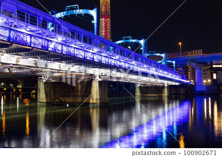 Tokyo Night View Sumida River Sumida River Walk Illuminated Tokyo Night View Sumida River Sumida River Walk Illuminated 100902671