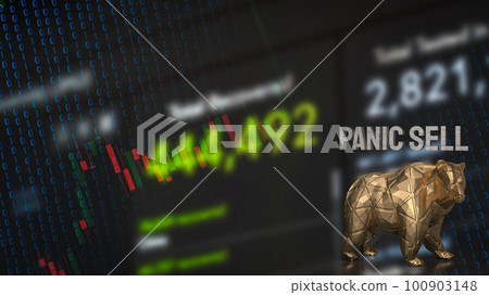 The Bear and Panic sell text for Business Crisis concept 3d rendering The Bear and Panic sell text for Business Crisis concept 3d rendering 100903148