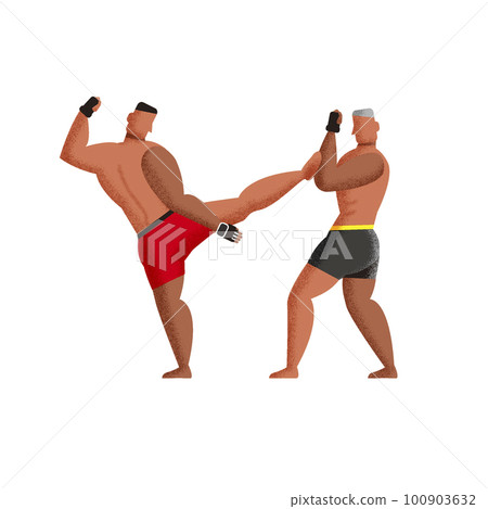 Mixed martial arts MMA Illustration of a man kicking 100903632