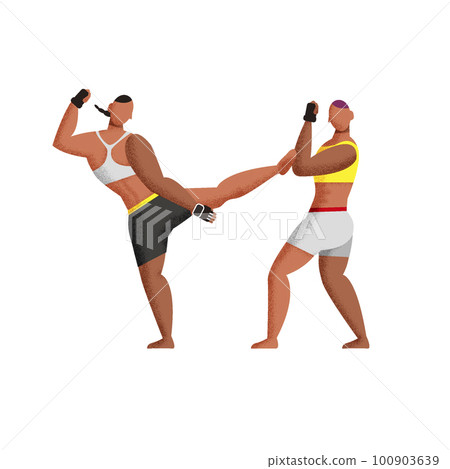 Mixed martial arts MMA Illustration of a woman kicking 100903639
