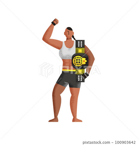 綜合格鬥 MMA 女子舉起冠軍腰帶的插圖 綜合格鬥 MMA 女子舉起冠軍腰帶的插圖 100903642