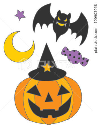 Halloween pumpkin and bat coloring book 100903968