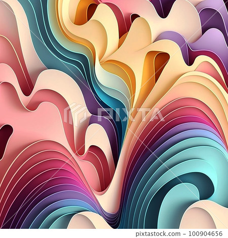 Colorful wave pattern background wallpaper in fairy tale pastel colors 100904656