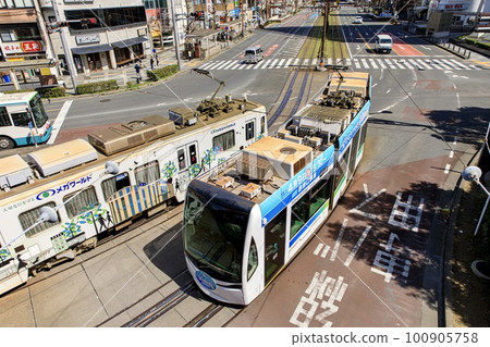 Toyohashi Railway city line train running in front of Toyohashi Station 100905758