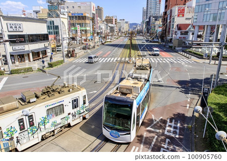 Toyohashi Railway city line train running in front of Toyohashi Station 100905760