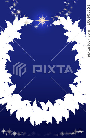 聖誕節☆垂直插圖素材柊的花環大剪影和星海軍背景顏色和差異 100906551