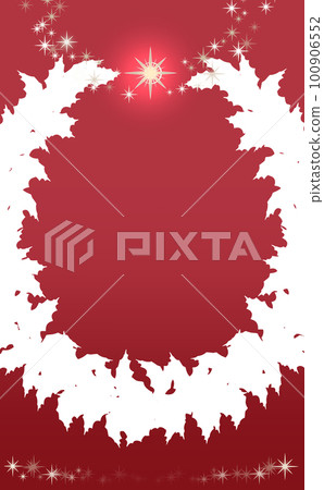 聖誕節☆垂直插圖素材柊的花環大剪影和星星紅色背景色差/差異 聖誕節☆垂直插圖素材柊的花環大剪影和星星紅色背景色差/差異 100906552