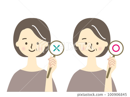A woman with a circle A woman with a cross 100906845