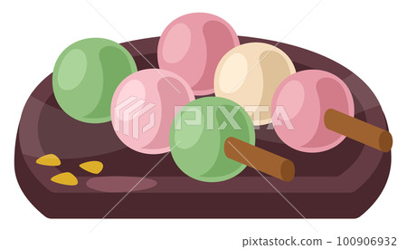 Illustration of three-meal dumplings on a plate_colon and cute simple dishes vector illustration Illustration of three-meal dumplings on a plate_colon and cute simple dishes vector illustration 100906932