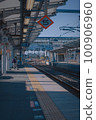 A person waiting for a train on the platform of Hitachi Station 100906960