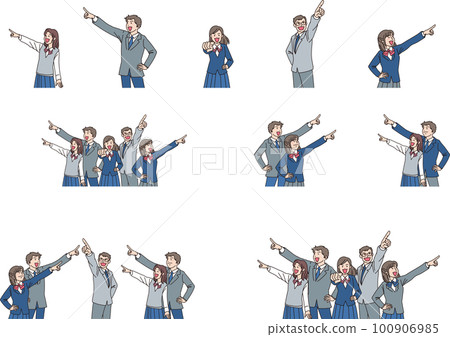 瞄準_指向_學生_微笑表情_集合 100906985