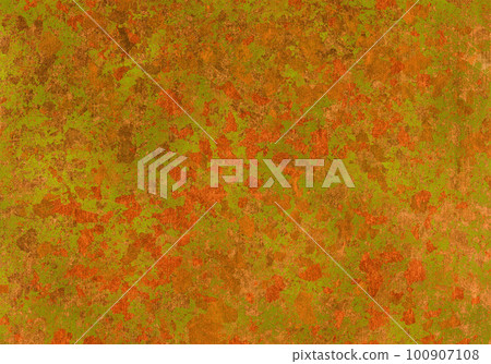 朱紅色和綠色斑點圖案，秋葉日本紙背景 100907108