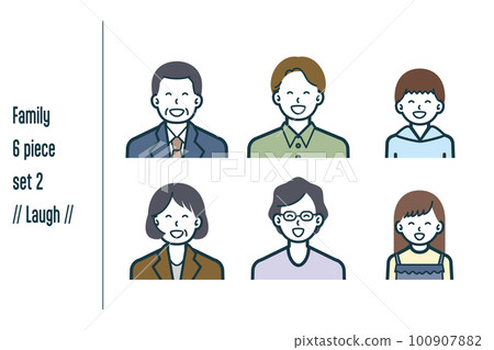 6-piece set no.2 of a three-generation family laughing 100907882