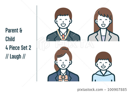 Laughing parent and child 4-piece set no.2 Laughing parent and child 4-piece set no.2 100907885