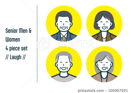 Laughing senior men and women 4-piece set no.1 Laughing senior men and women 4-piece set no.1 100907891