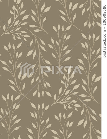 Vector seamless pattern with silhouette stems and leaves on dark green background. Flat texture with imprint twisted branches and foliage . Vector seamless pattern with silhouette stems and leaves on dark green background. Flat texture with imprint twisted branches and foliage . 100908586