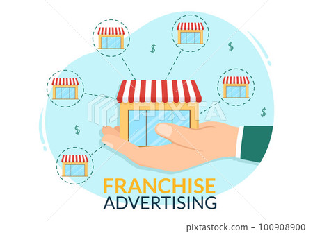 Franchise Advertising Illustration with Business and Finance to Promoting Successful Brand or Marketing in Cartoon Hand Drawn Landing Page Templates 100908900