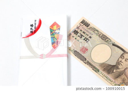 禮物，祝賀，禮品，禮品袋，信封，錢，紙幣，萬鈔票，mizuhiki，喜事，現金，票據，10,000日元，10,000日元鈔票，壽 100910015