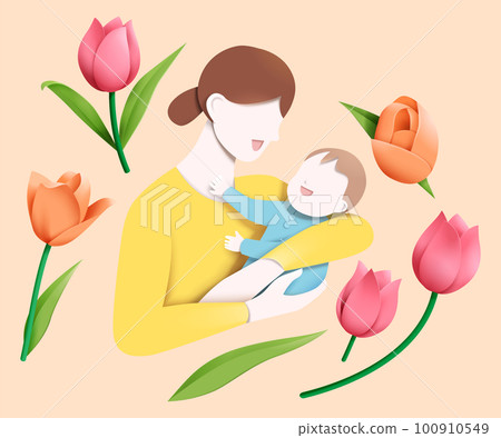 Mother's day paper cut element set Mother's day paper cut element set 100910549