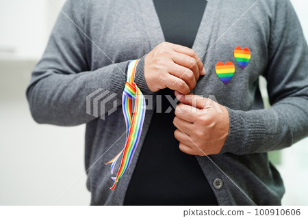 LGBT flag, rainbow color love symbol, pride month in June, vector illustration. 100910606
