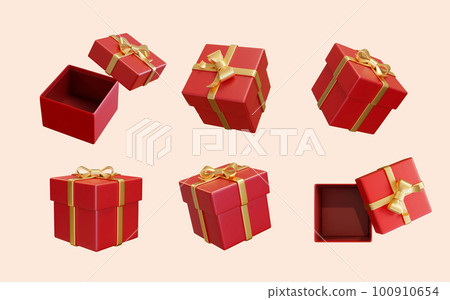 3D red giftboxes element set 100910654