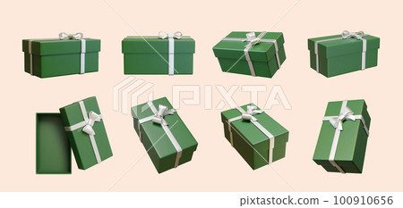 3D green giftboxes element set 100910656