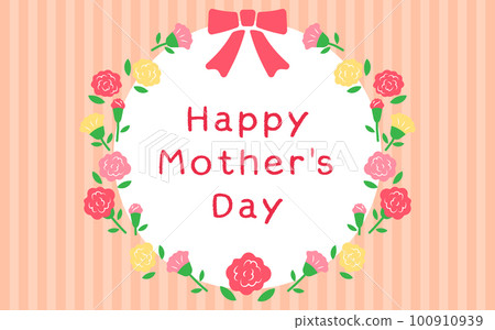 母親節母親節橫幅裝飾康乃馨花圈和緞帶英文豎條紋 100910939