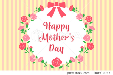 母親節母親節橫幅裝飾康乃馨花圈和緞帶英文豎條紋 100910943