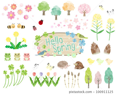 Cute spring illustration material Cute spring illustration material 100911125