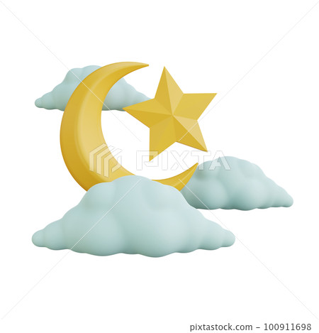 3d rendering moon and star ramadan icon 3d rendering moon and star ramadan icon 100911698